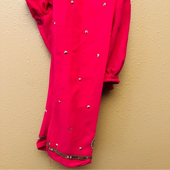 New Beautiful Pink Heavy Sequin Work Partywear Sleeveless Kurta Set Modern - Picture 5 of 13